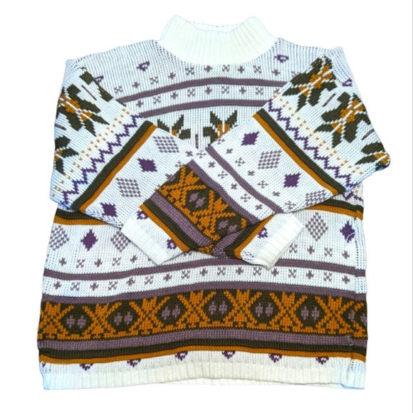 Vintage Nordic Sweater Large Croquet Club Acrylic - Picture 1 of 10